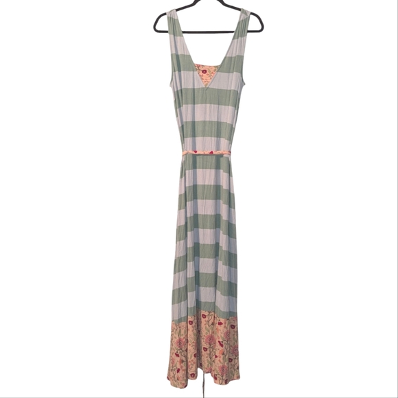 NWT Matilda Jane Seaside Stripe Floral Print Tie Belted Sleeveless Maxi Dress - Picture 8 of 11